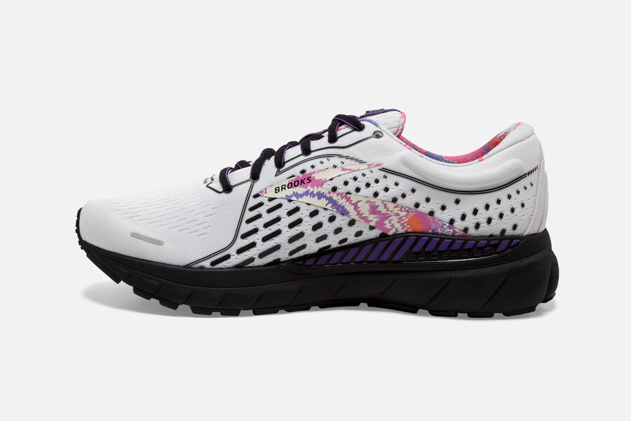 Brooks Adrenaline Gts 21 Road Löparskor Herr - Vita/Svarta/Lila - 6483-SBVLQ